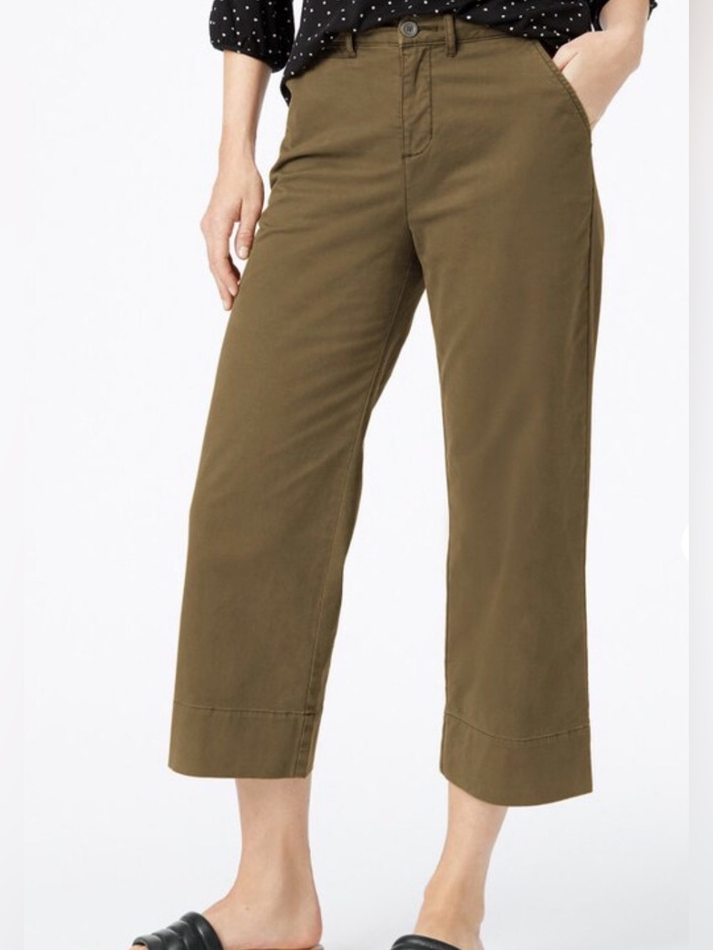 Garnet Hill Cropped Wide Leg Chinos Sz 10 Rich Brown NWT - Picture 9 of 10